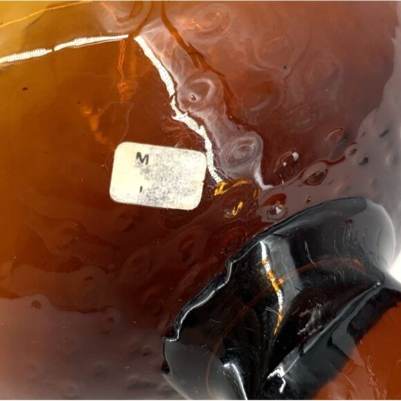 Empoli Candleholder Art Glass Optic Ribbed Twisted Stem Amber Italy 11.75" Tall - Picture 8 of 9